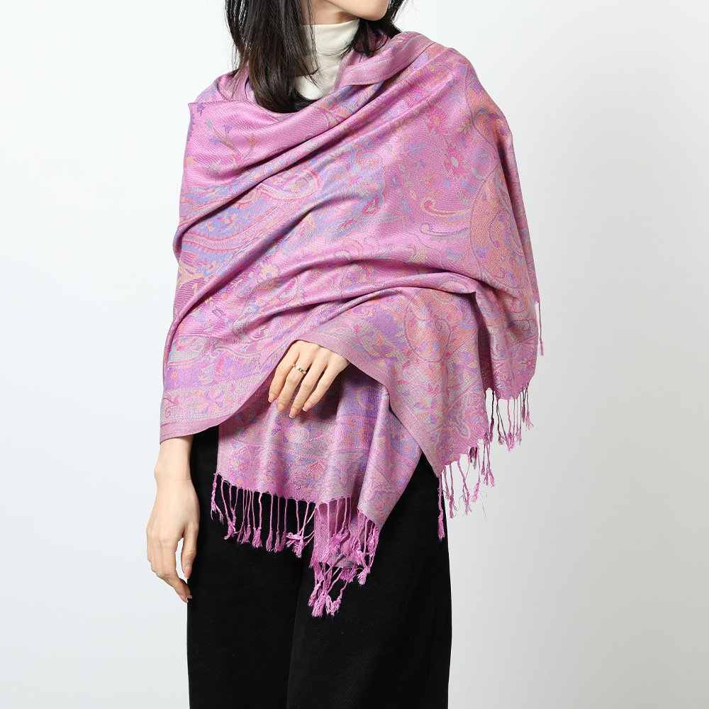 Warm Jacquard Tassel Shawl for Women