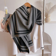 Warm Geometric Jacquard Scarf for Women