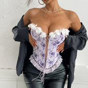 Lace Up Floral Vest for Women