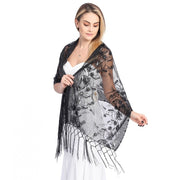 Mid-Length Sequined Shawl with Tassels for Elegant Weddings