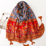 Warm Red and Blue Classic Shawl for Women