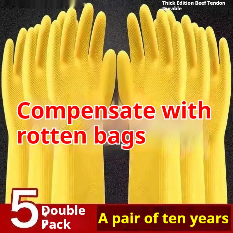 Thickened Rubber Latex Dishwashing Gloves for Kitchen Labor Protection