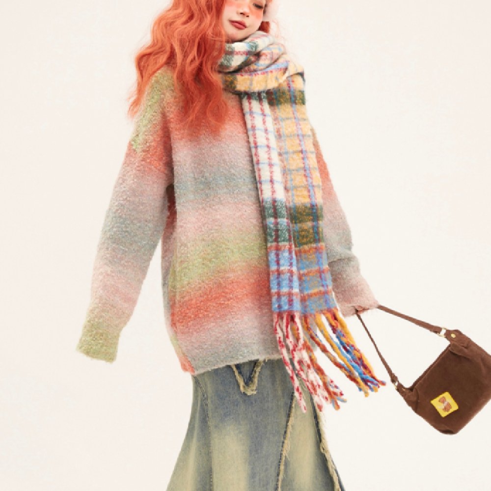 Vibrant Striped Warm Scarf for Winter