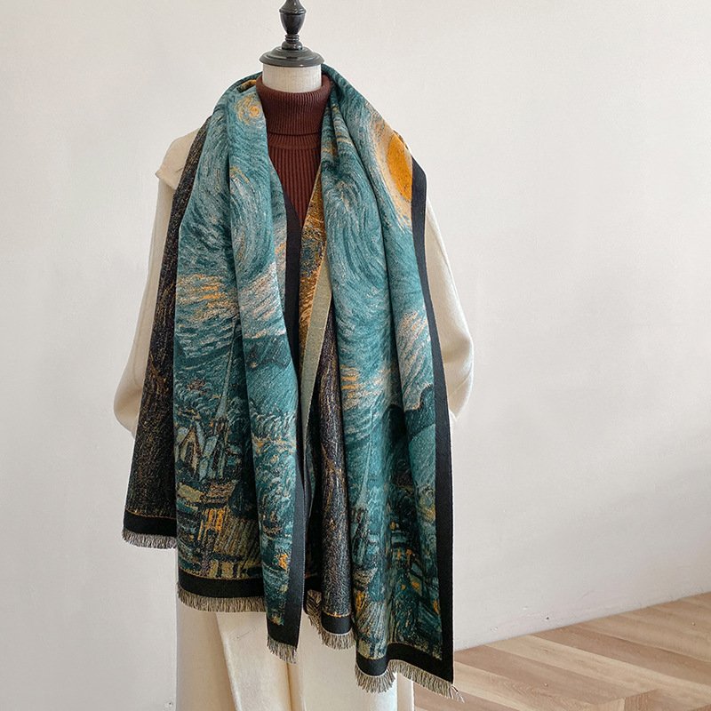Soft Cashmere Scarf for Women, Autumn Winter Thickening Shawl