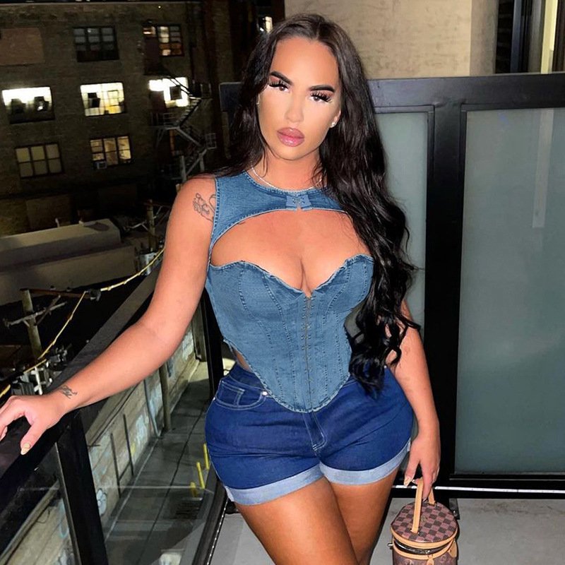 Sexy Push-up Denim Vest Top for Women