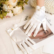 Elegant Short Satin Bridal Gloves for Women