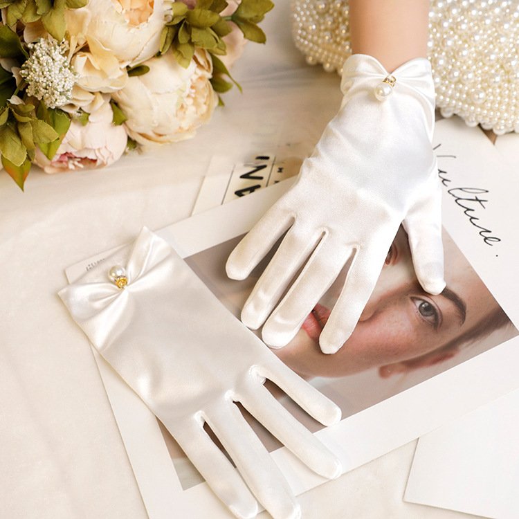 Elegant Short Satin Bridal Gloves for Women