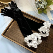 Velvet Long Sleeve Gloves for Women