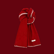 Cozy Christmas Red Knitted Scarf