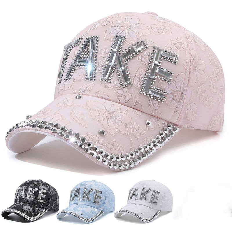 Summer Lightweight Rhinestone Baseball Cap for Women