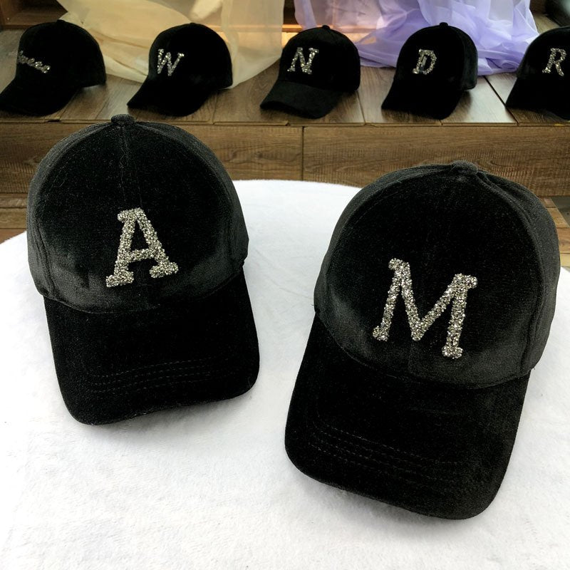 Gold Velvet Baseball Cap for Women, All-Season Peaked Cap