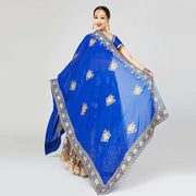 Exotic Indian Sari Scarf - Georgette Mesh Embroidery