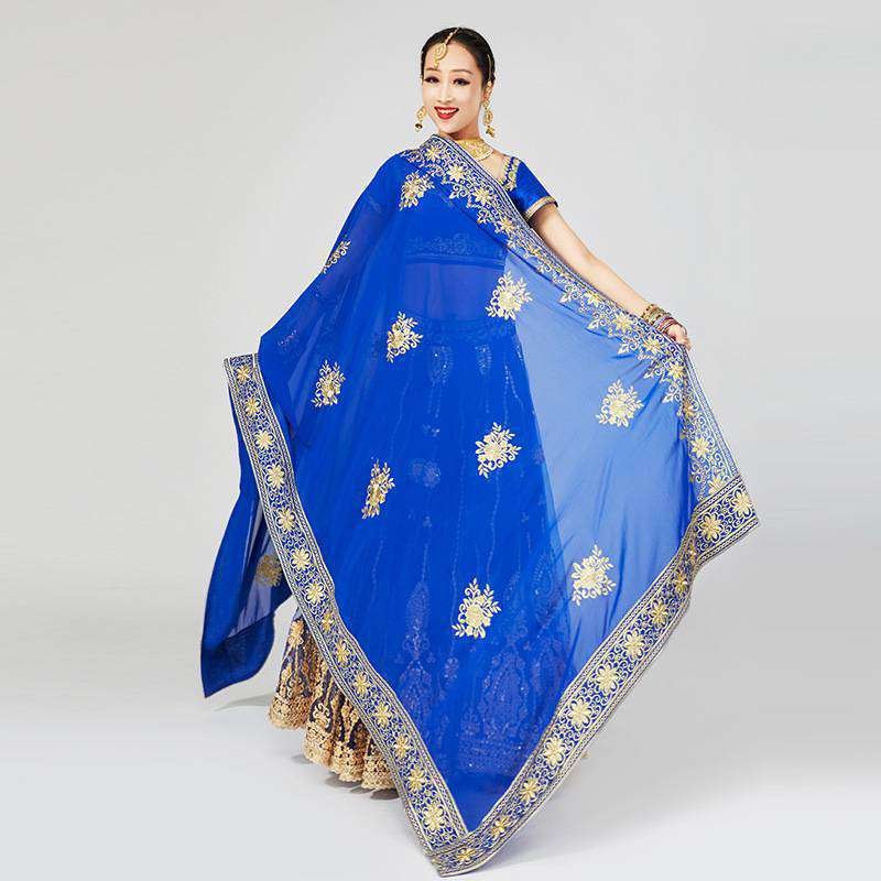 Exotic Indian Sari Scarf - Georgette Mesh Embroidery