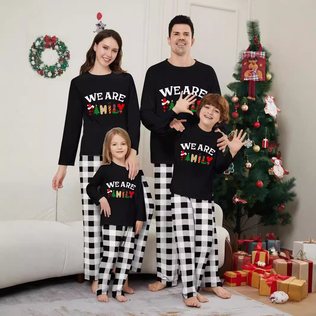 Cozy Family Plaid Long Sleeve Trousers