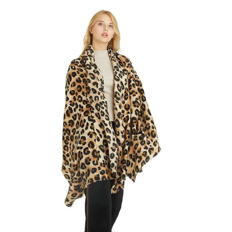 Stay Warm in Style with Leopard Print Cashmere Scarf