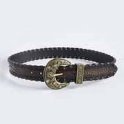 Retro Distressed Brown Embossed Belt for Women