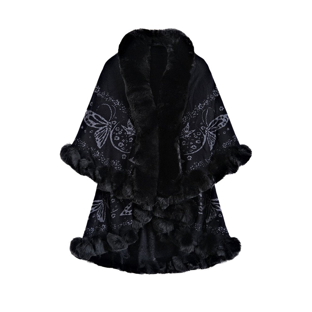 Vintage Animal Print Double-Layer Wool Cloak