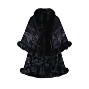 Vintage Animal Print Double-Layer Wool Cloak
