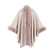 Cozy Oversized Knit Coat with Rabbit Fur Collar