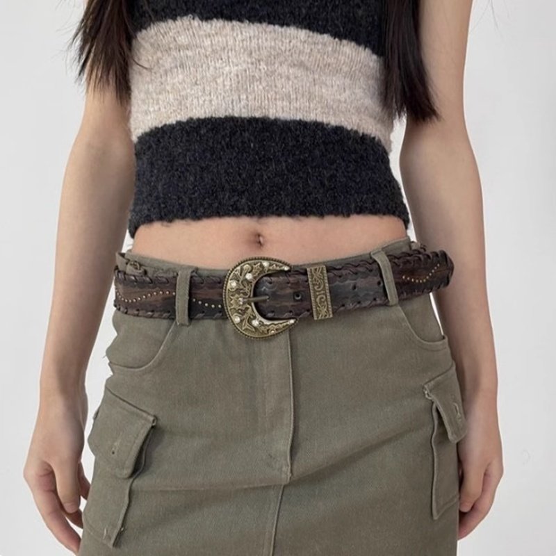 Brown Rivet Belt for Women