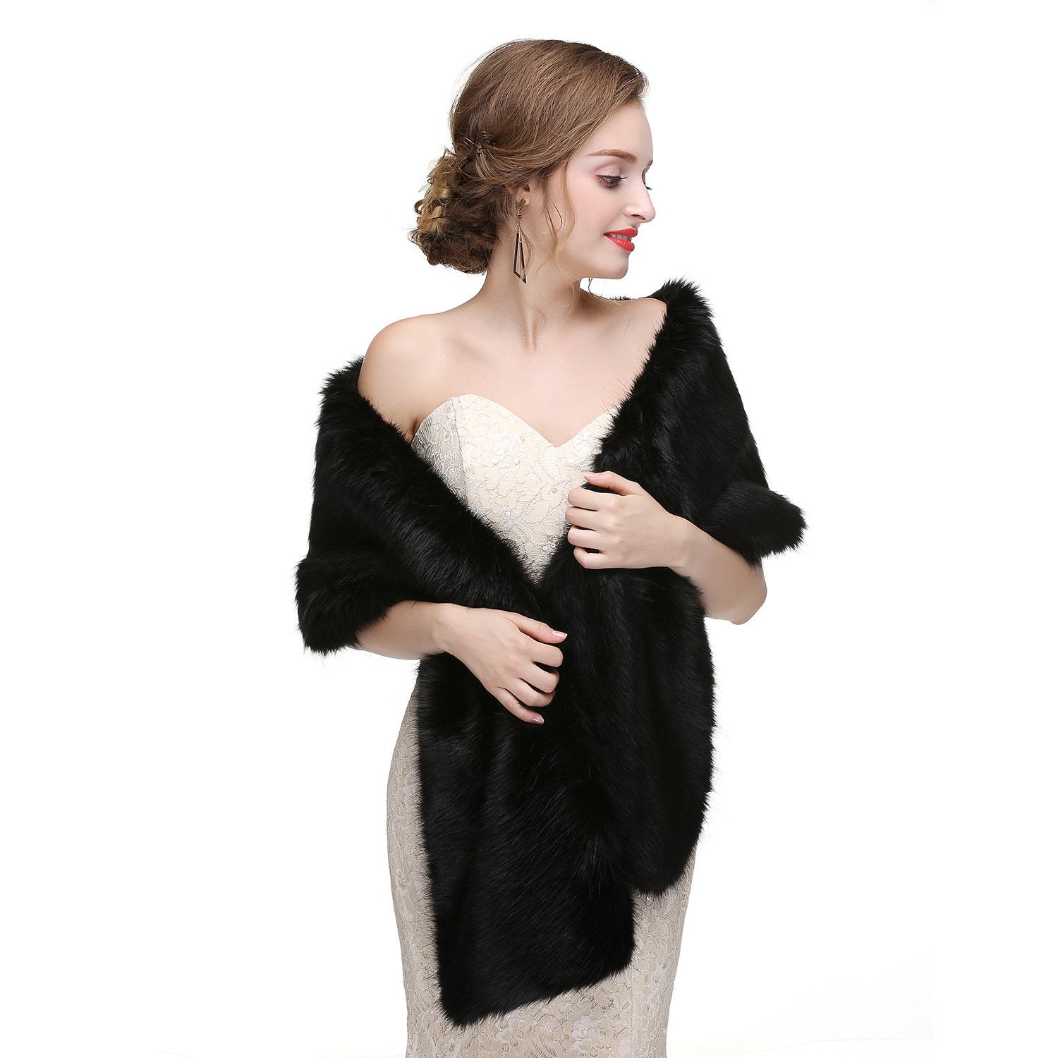 Winter Warm Fox Fur Waistcoat Shawl for Women