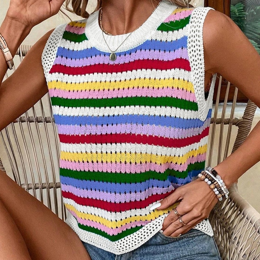 Contrast Color Striped Pullover Sweater
