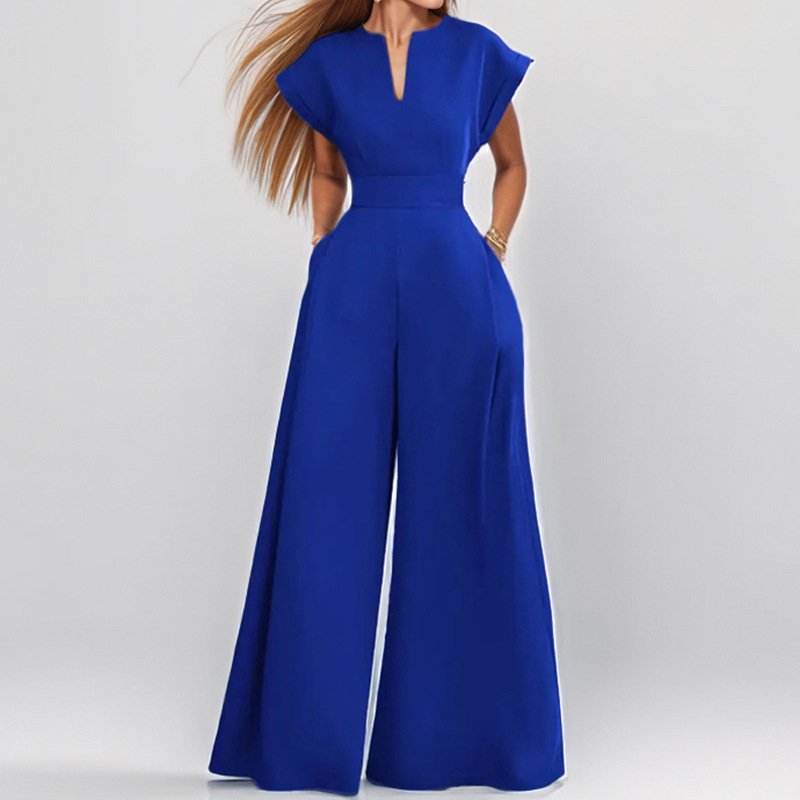 Elegant V-Neck Sleeveless Wide-Leg Jumpsuit for Women