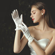 Elegant Short Tulle Wedding Gloves for Brides