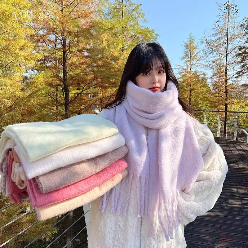 Stay Warm in Style with Thick Braid Tassel Shawl