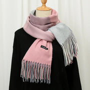Warm Contrast Cashmere Scarf for Autumn Winter
