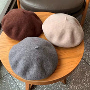 Women's Breathable Wool Beret, All-Season Solid Color