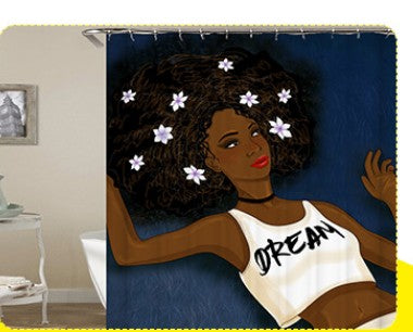 African Girl Digital Print Shower Curtain