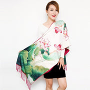 Women's Long Silk Scarf Double Layer