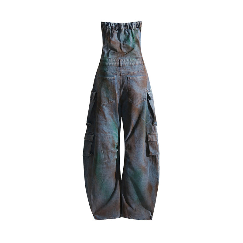 Fashion Spray Color Camouflage Tube Top One-piece Overalls European And American Hot Girl Jumpsuit