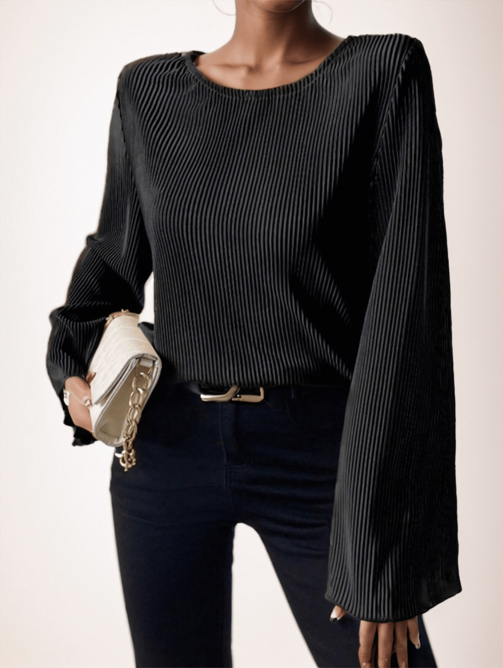 Women's Spring Summer Solid Color Round Neck Loose Fit Bell Sleeve Casual T-Shirt