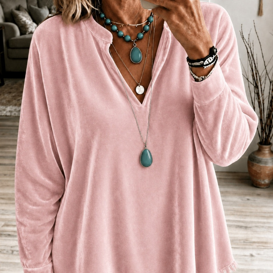 Velvet Long-sleeve Top for Women - Soft & Stylish