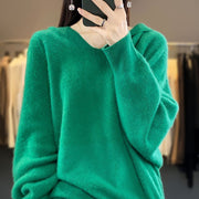 Women's Sweater Loose and Warm All-matching Thickened Bottoming V-neck
