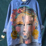 Women's Fashionable Casual Button Printed Shirt