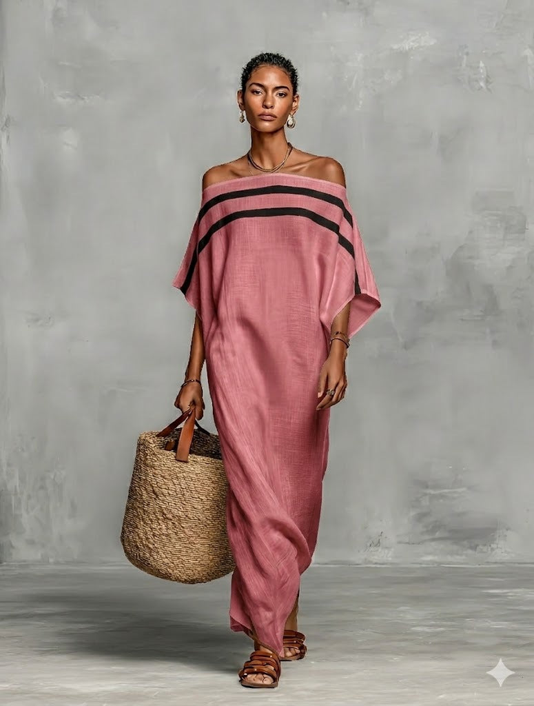 One-Shoulder Batwing Sleeve Summer Vacation Maxi Dress
