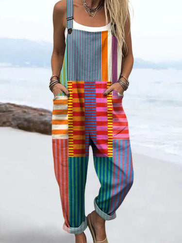 Women's 3D Print Summer Casual Suspender Romper