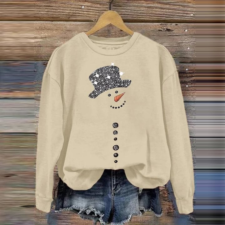 Festive 3D Snowman Print Casual Women's Sweatshirt
