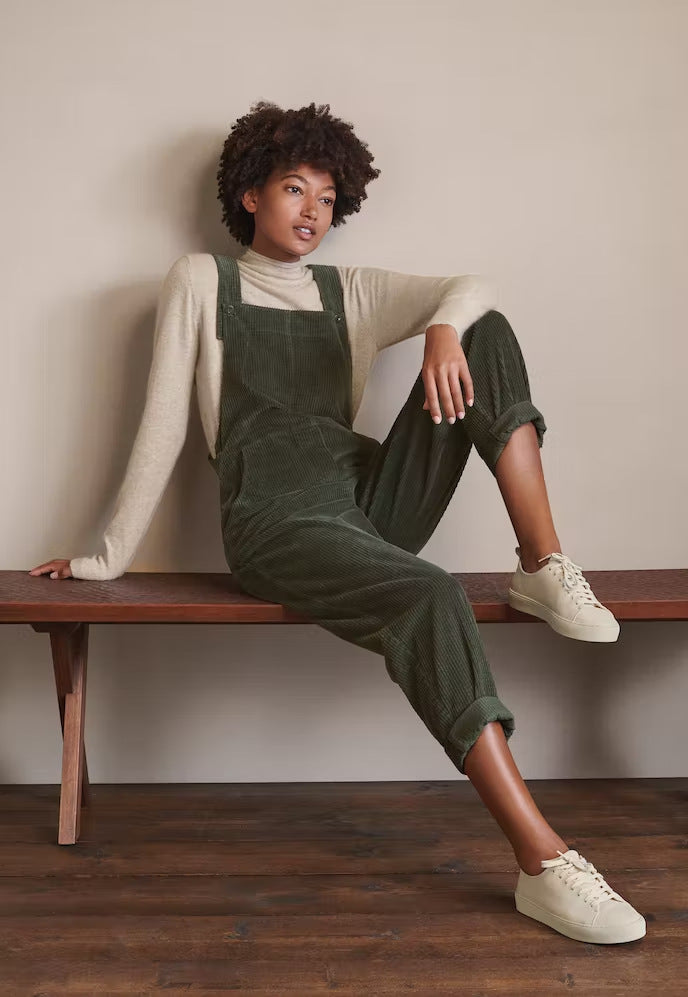 Women's Corduroy Bib Overalls Casual Loose Jumpsuit
