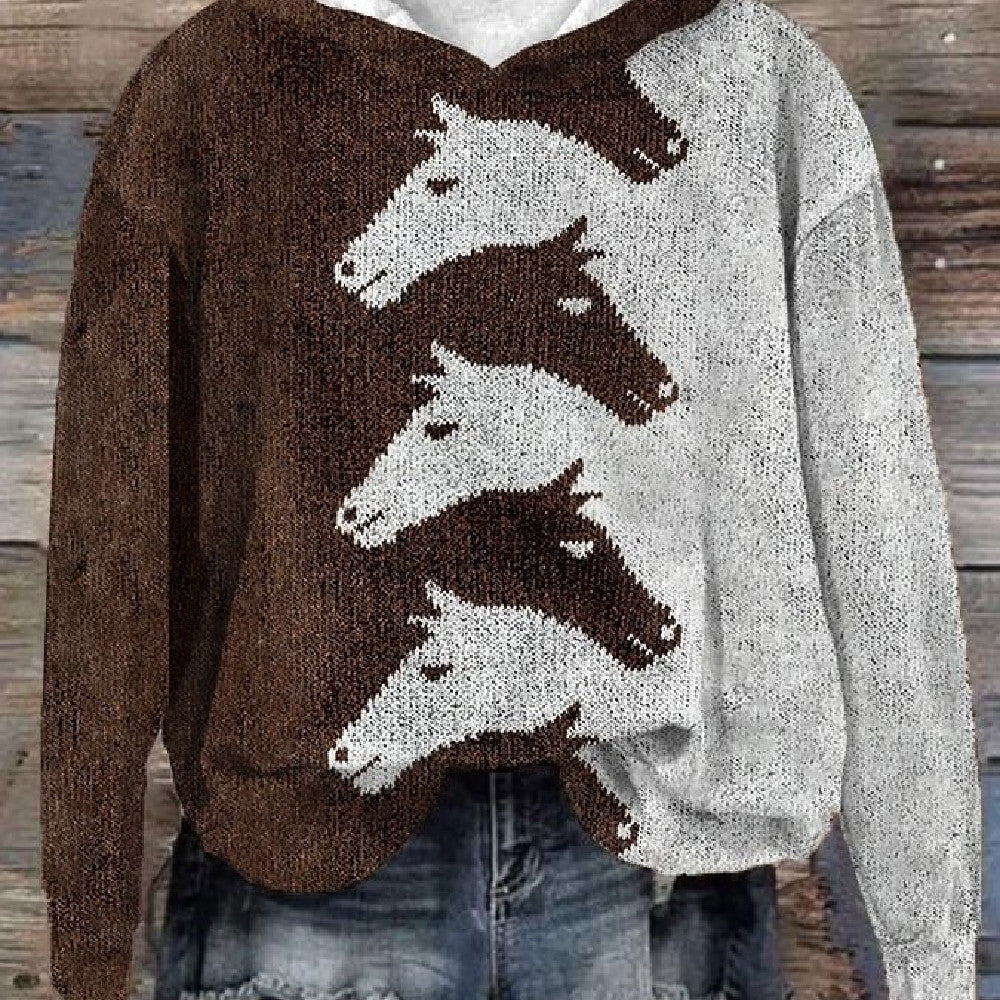 Cozy Animal Print Hooded Sweatshirt for Women