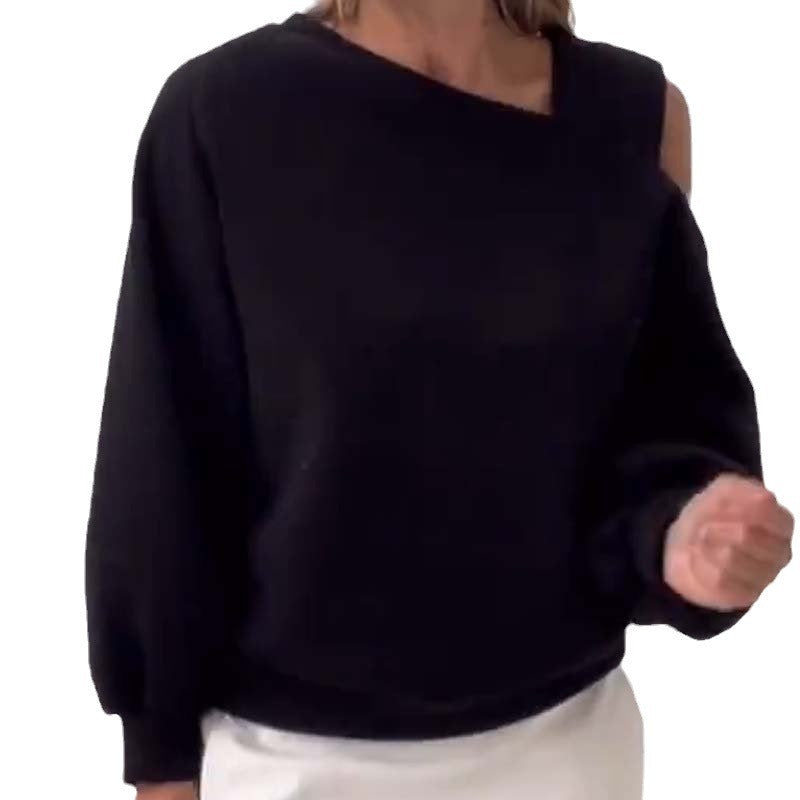 Cozy Off-Shoulder Fleece-Lined Sweatshirt