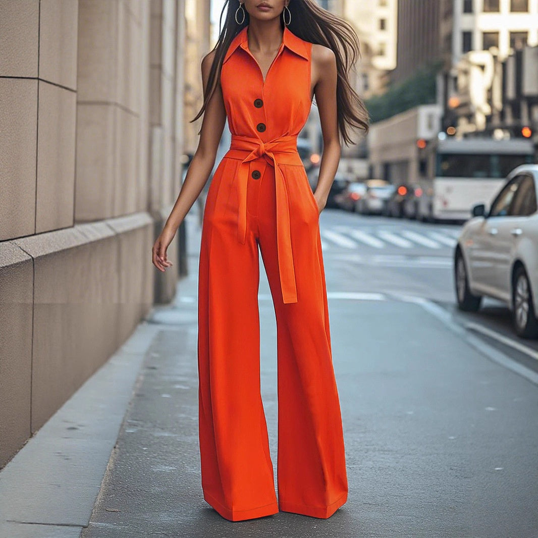 Women's Elegant Solid Color Wide Leg Jumpsuit