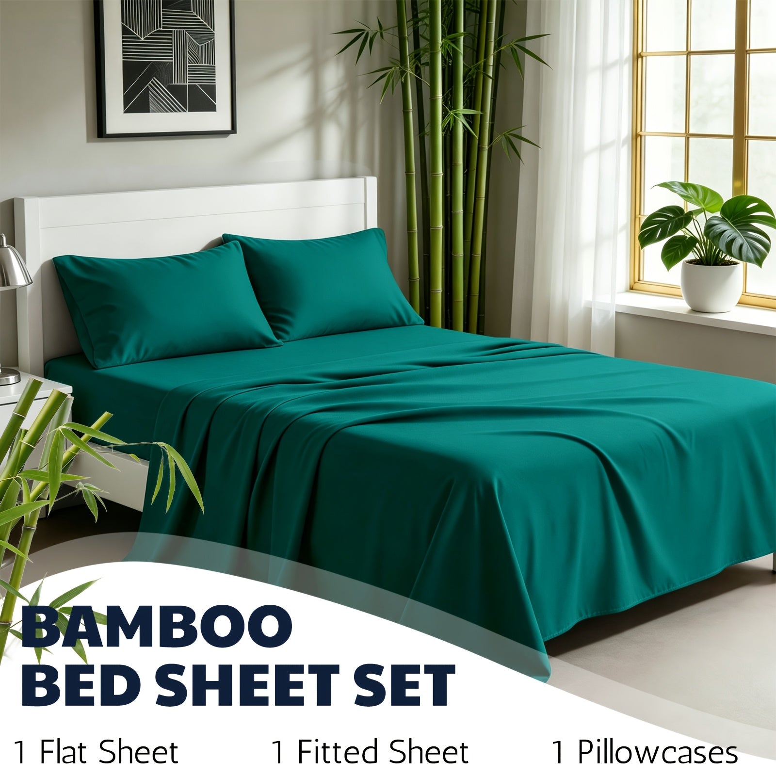 Cooling Bamboo Fiber Sheet Set – 16‑Inch Extra‑Deep Pocket, Twin to King Sizes
