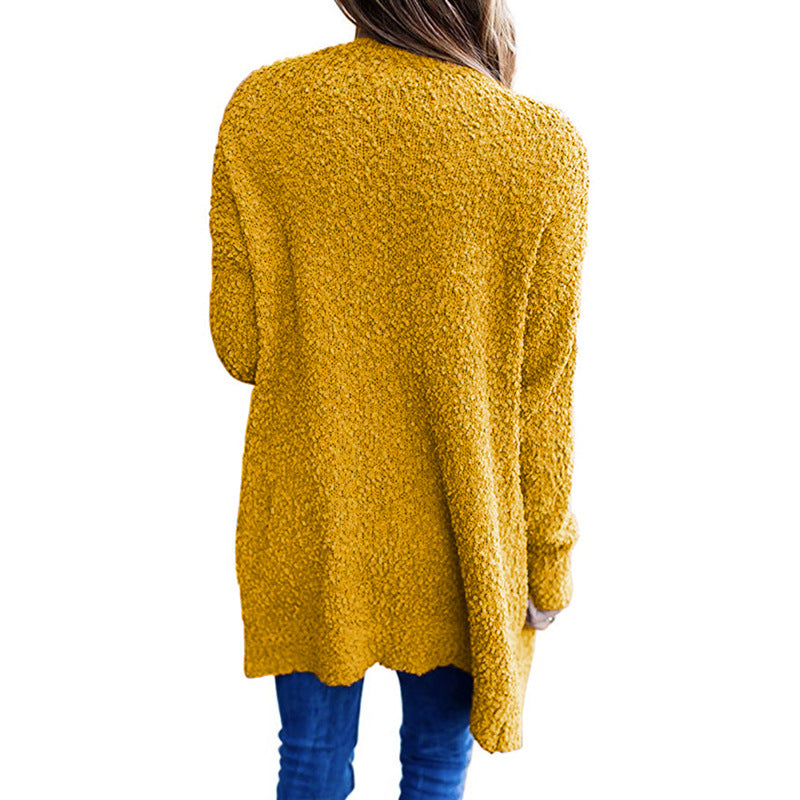 Cozy Fleece Double-Pocket Knit Cardigan Sweater