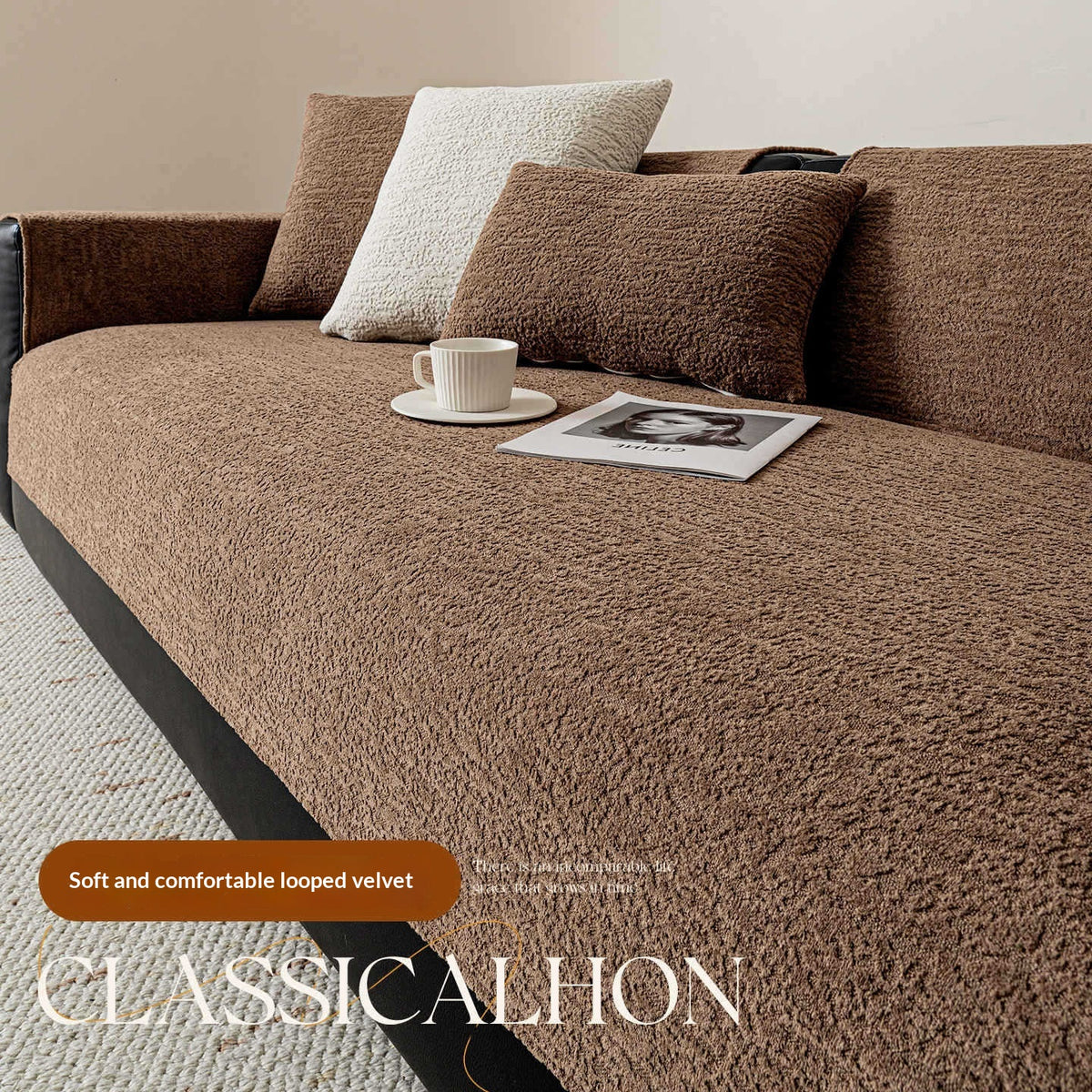 Retro-style Thick Plush Sofa Cushion