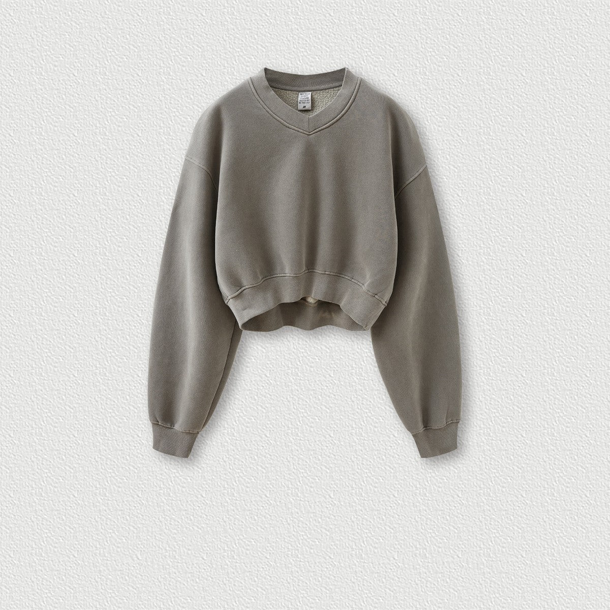 Vintage Fleece V-Neck Cropped Hoodie
