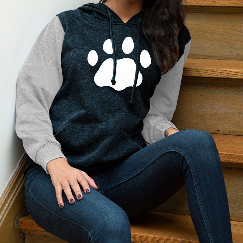Women's Long-sleeved Hooded Sweater Printed Pullover Coat